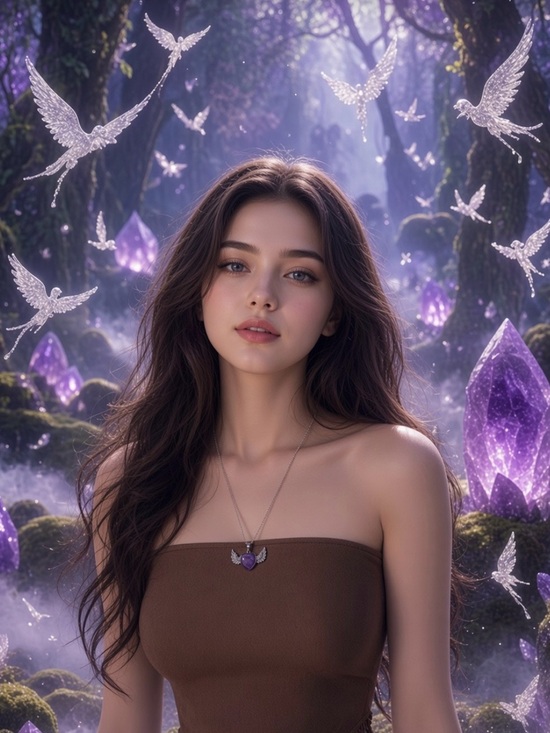 ❀ Jewelry - Amethyst Silver Winged Heart Pendant Necklace